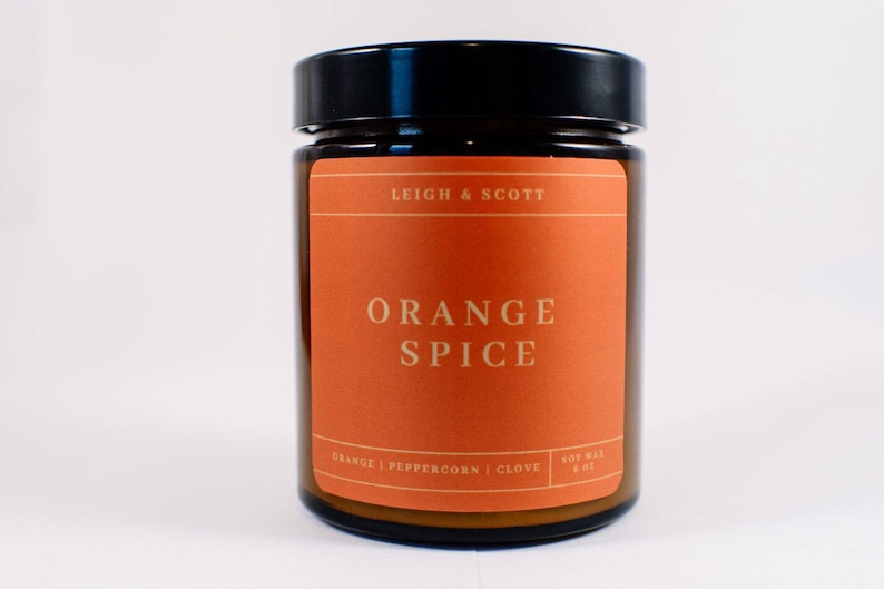 Vela de especias de naranja, vela ecológica, perfumada de vacaciones, vela lux, vela acogedora, vela de Yule imagen 1