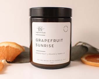 Grapefruit Sunrise | Hand Poured Soy Wax Candle | Everyday Scent | fruity Candle | Clean scent | Fresh scent Candle | Organic Soy Wax Candle