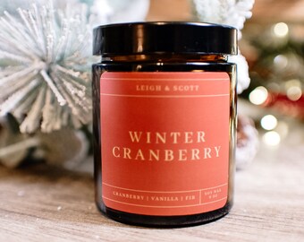 Winter Cranberry Candle, Winter Candle, Yule Candle, Candle of the Month, Candle