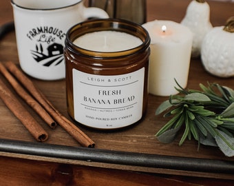 Fresh Banana Bread Candle | Fall Soy Candle | Banana Bread | Toxin Free | Farmhouse Candle