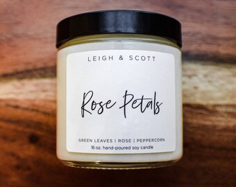 Rose Petals Candle, Rose Scented Candle, Vday gift, Valentine, Candle Wedding Favor, Pure Soy Wax Candle, Love Candle, Luxury Candle