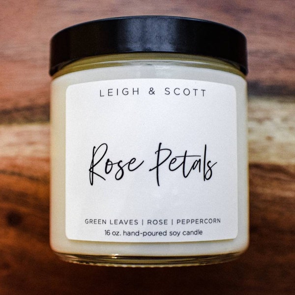 Rose Petals Candle, Rose Scented Candle, Vday gift, Valentine, Candle Wedding Favor, Pure Soy Wax Candle, Love Candle, Luxury Candle