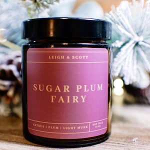 Sugar Plum Fairy, Cozy Candle, Hand Poured Soy Candle, Scented Candle, Candle Wedding Favor