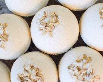 Oat Milk & Honey Bath Bomb, Organic, Relaxing, Luxurious, Handmade, Scented Bath Bomb, Bridal Shower Gift, Oatly