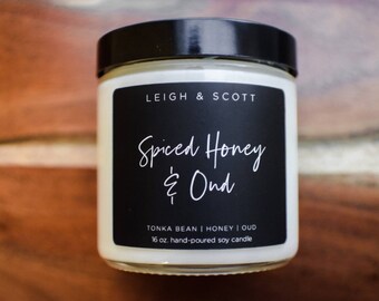 Spiced Honey and Oud Candle, Spiced Honey, Honey Candle, Honey Scented, Rich Fall Candle