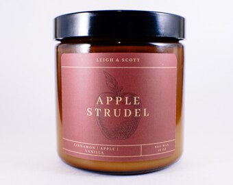 Apple Strudel Candle, Hand Poured Soy Wax Candle, Scented Candle, Holiday Candles,Holiday Scented Candle,  Christmas Scented Candle, Candles