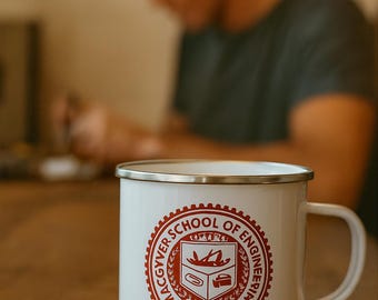 Grappige mok, grappige koffiekop, cadeau voor ingenieurs, soldaten, mannen mok humor, MacGyver School of Engineering, grappig kampeercadeau