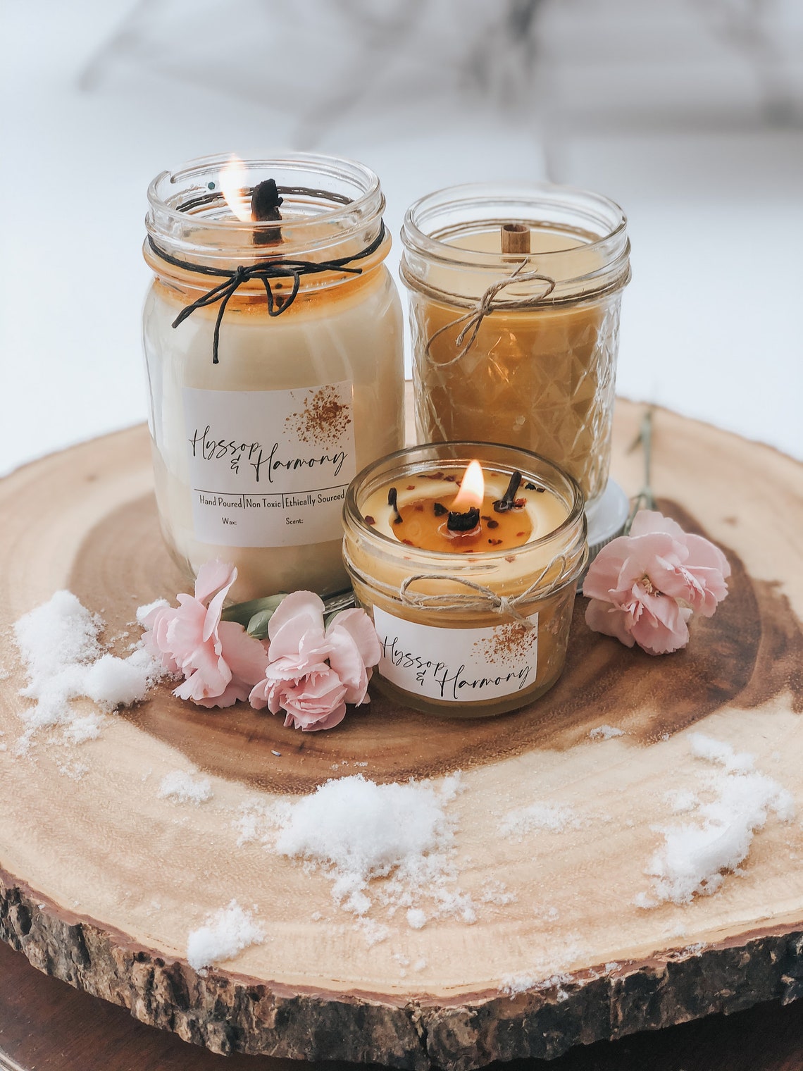 Pure Beeswax Mason Jar Candles With Wood Wicks Beeswax Candles Non