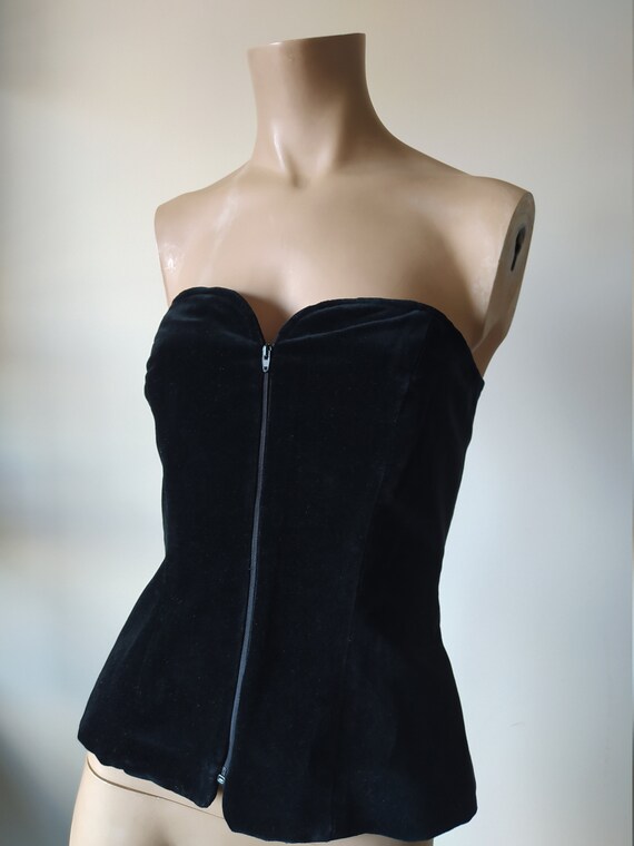 velvet bustier/ 80s vintage minimal made in italy