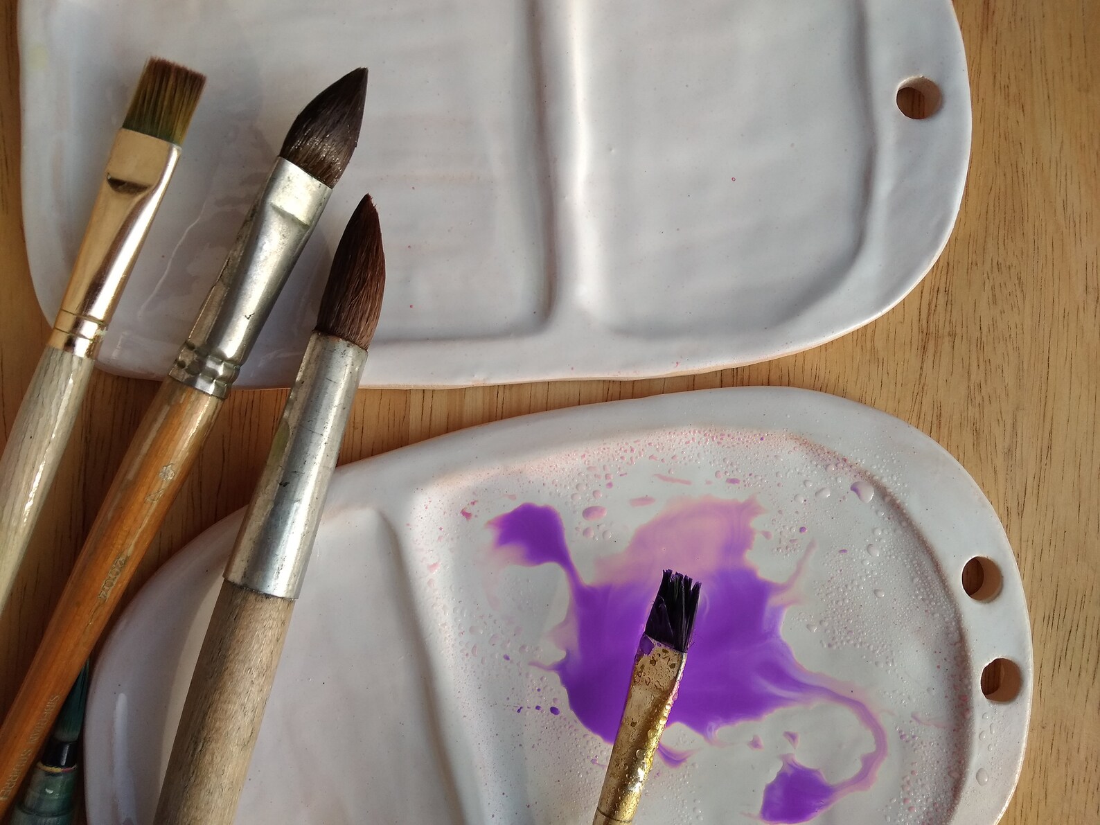 Ceramic paint palette Palette 2 Panel White ceramic palette Etsy