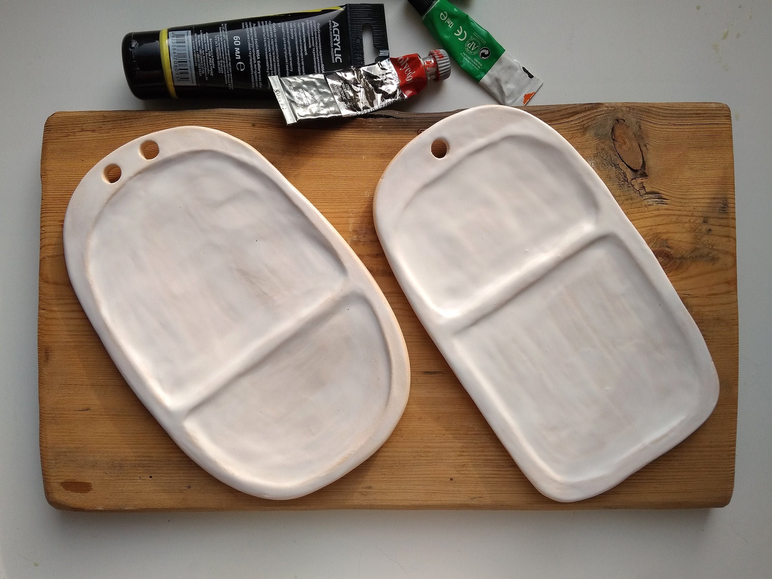 Ceramic paint palette Palette 2 Panel White ceramic palette Etsy