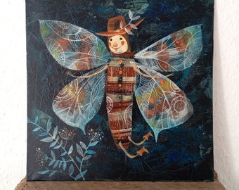 Lustiger Schmetterling | Nachtfalter|Mottenmann| Gemälde für Kinderzimmer und Kinder| Art Schmetterling| Märchen| Kinderzimmer Bilder | Art Abbildungen