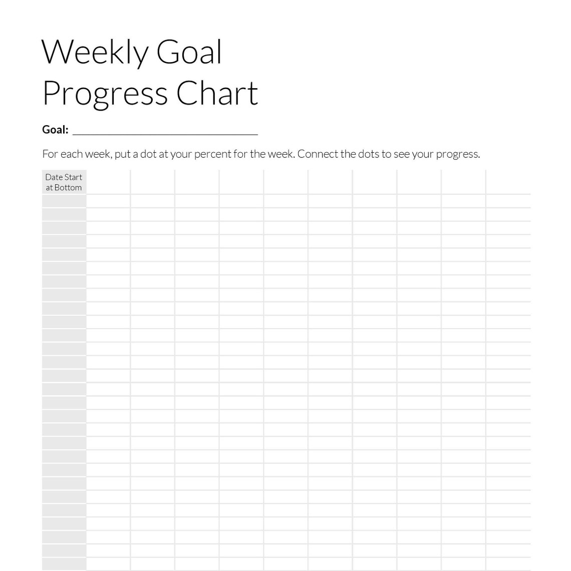 Printable Weekly Goal Progress Chart PDF Word Pages Etsy India