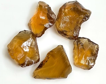 5 Pcs Natural Honey Quartz Rough Crystal Gemstones, healing Raw stone Jewelry Making, 80.85 Carat July Birthstone 15MM To 20MM