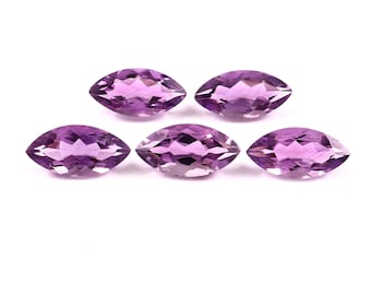 5 Piece Lot Natural Amethyst Marquise Gemstones, Purple Amethyst Faceted Loose Stones (7x14MM)