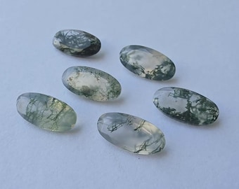 Natural Moss Agate Big Oval Faceted Cut , Jewelry Making (5x10MM-10x30MM)