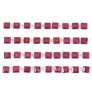 Rubí de forma cuadrada, tallado facetado, piedra preciosa suelta para la fabricación de joyas, tamaño de 3 mm a 8 mm.