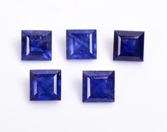 Blue Sapphire Square Shape Cut Faceted ,Loose Gemstone For Making Jewelry Size 3MM To 8MM