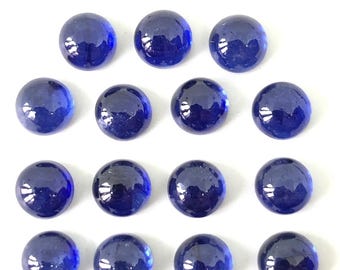 Blue Sapphire Cabochon, Round Glass Filled Gemstone Making For Jewelry (3MM To 8MM)