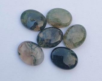 Natural Moss Agate Cabochon , Oval Cabochon Loose Gemstone, Jewelry Making (4x6mm to 13x18mm)