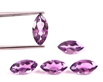 5 Piece Lot Natural Amethyst Marquise Gemstones, Purple Amethyst Faceted Loose Stones (6x12MM)