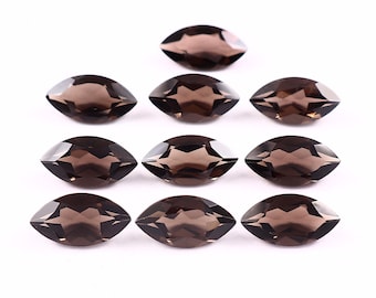 Top Quality 10 Pcs Lot Natural Smoky Quartz Marquise Faceted Cut,Smoky Loose Gemstone For Jewelry Making Size 6x12MM