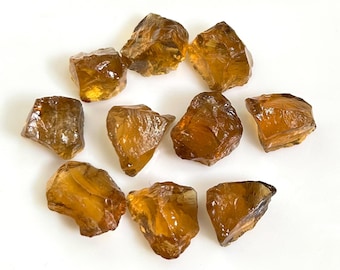 10 Pcs Natural Honey Quartz Rough Crystal Gemstones, healing Raw stone Jewelry Making, 95.25 Carat July Birthstone 10MM To 15MM