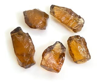 5 Pcs Natural Honey Quartz Rough Crystal Gemstones, healing Raw stone Jewelry Making, 79.40 Carat July Birthstone 15MM To 25MM