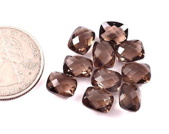 7X9MM Top Quality 10 Pcs Lot Natural Smoky Quartz Cushion Briolette Faceted Cut,Smoky Loose Gemstone For Jewelry Making