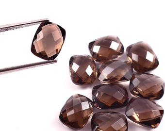 8X10 MM Top Quality 10 Pcs Lot Natural Smoky Quartz Cushion Briolette Faceted Cut,Smoky Loose Gemstone For Jewelry Making