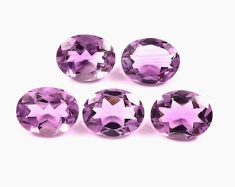 5 Piece Lot Natural Amethyst Oval Gemstones, Purple Amethyst Faceted Loose Stones (7x9MM)