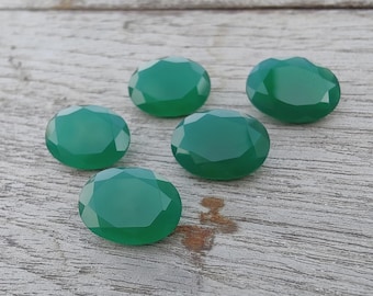 Natural Green Onyx Cut, Oval Cut Loose Gemstone, Jewelry Making (4x6mm to 10x14mm)