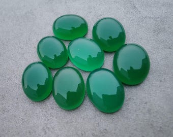 Natural Green Onyx Cabochon, Oval Cut Loose Gemstone, Jewelry Making (4x6mm to 10x14mm)