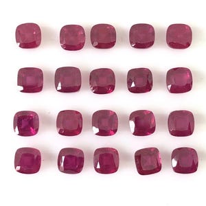 Rubí talla cojín facetada, piedra preciosa suelta para hacer joyas, tamaño de 3 mm a 8 mm.