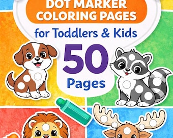 50 Tier-Punktmarker Malvorlagen für Kleinkinder | Vorschulaktivität (PDF Download)