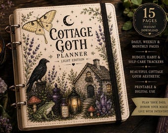 Cottage Goth Planner Printable PDF | Witchy Digital Planner | Gothic Planner | Fall Planner | Halloween Planner | GoodNotes Planner