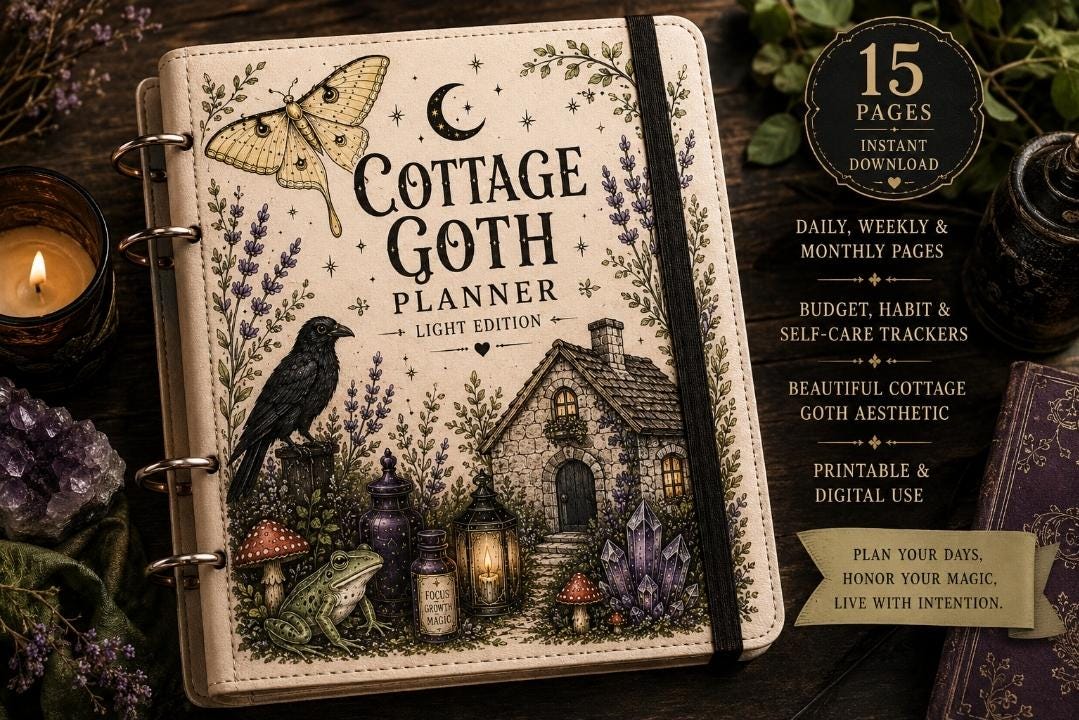 Cottage Goth Planner Printable PDF Witchy Digital Planner Gothic Planner Fall Planner Halloween Planner GoodNotes Planner