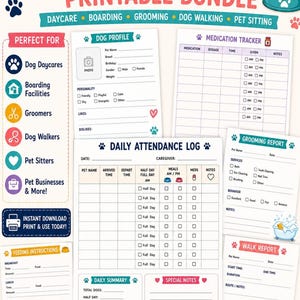 Pacote de Formulários e Relatórios para Creche Canina (Download Digital)