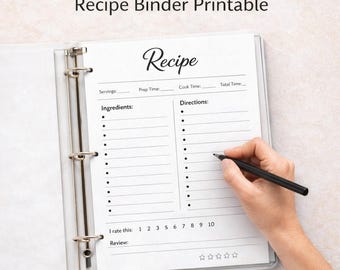 Druckbare Rezeptbuch | Küche Bundle, Mahlzeitenplaner, Lebensmittelliste (Digitaler Download)