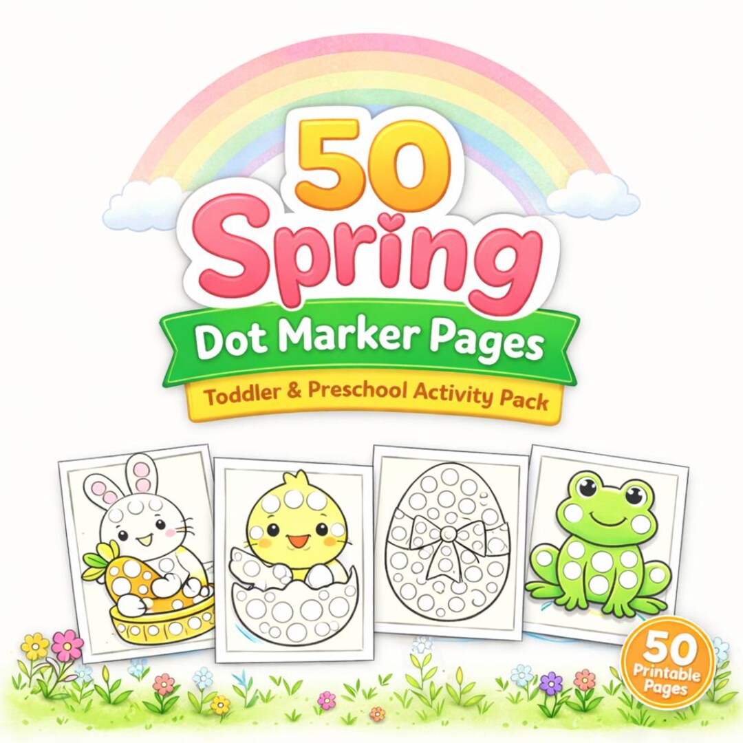 50 Spring Dot Marker Pages | Toddler Preschool Activity Pack (digital ...