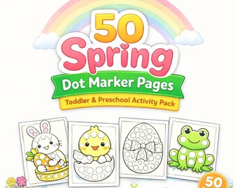 50 Frühling Dot Marker Seiten | Kleinkind, Vorschule Ostern Aktivitätenpaket (digitaler Download)