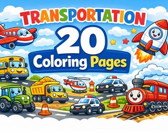 Kleinkind Transport Malseiten, 20 druckbare Fahrzeug Designs (PDF Download)