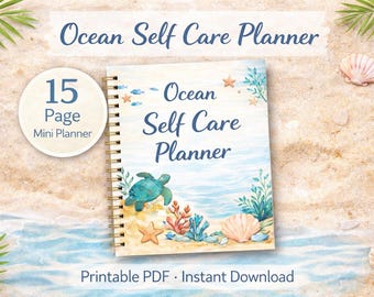 Farbe Selbstfürsorge-Planer | Stimmung Tracker | Schlaf-Tracker | Habit Tracker | Pflegehinweise | Thema Ozeanien Planer | Wellen Planer | Ozean Selbst