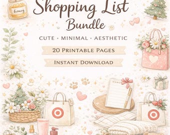 Druckbare Einkaufslisten-Bundle | Minimal Planer (Digitaler Download)