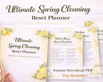 Ultimativer Frühjahrsputz-Reset-Planer | Checkliste für die Reinigung von Zitronen | Deklutter Tracker zum Ausdrucken