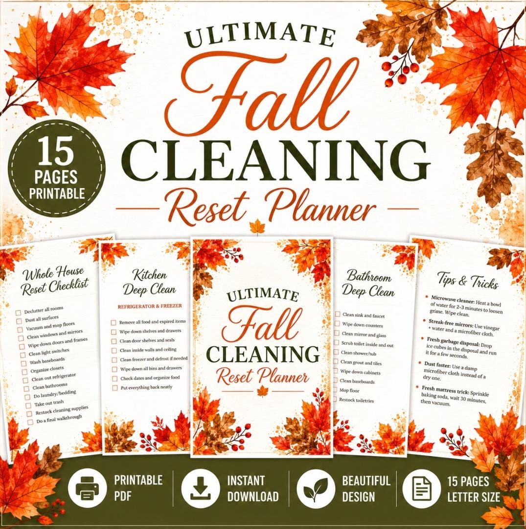 Fall Cleaning Reset Planner Autumn Home Organization Checklist (PDF Download)