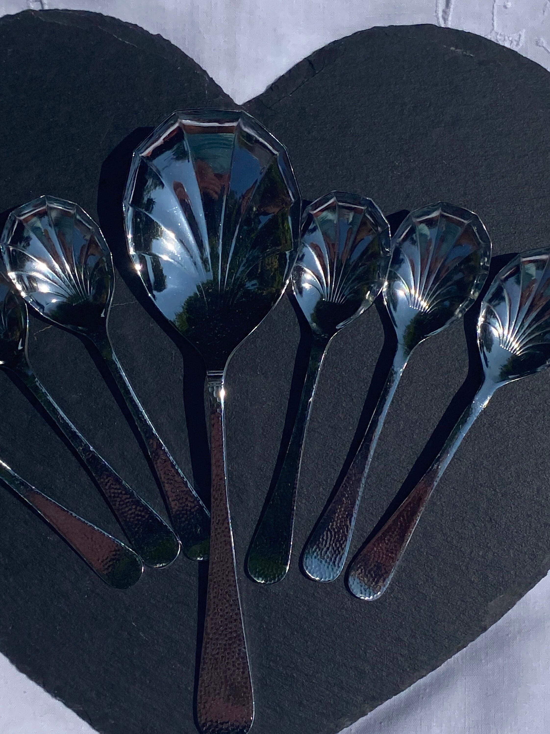 VINTAGE Fruit Serving Spoons. A Set of 7. Stainless Chromium Etsy UK