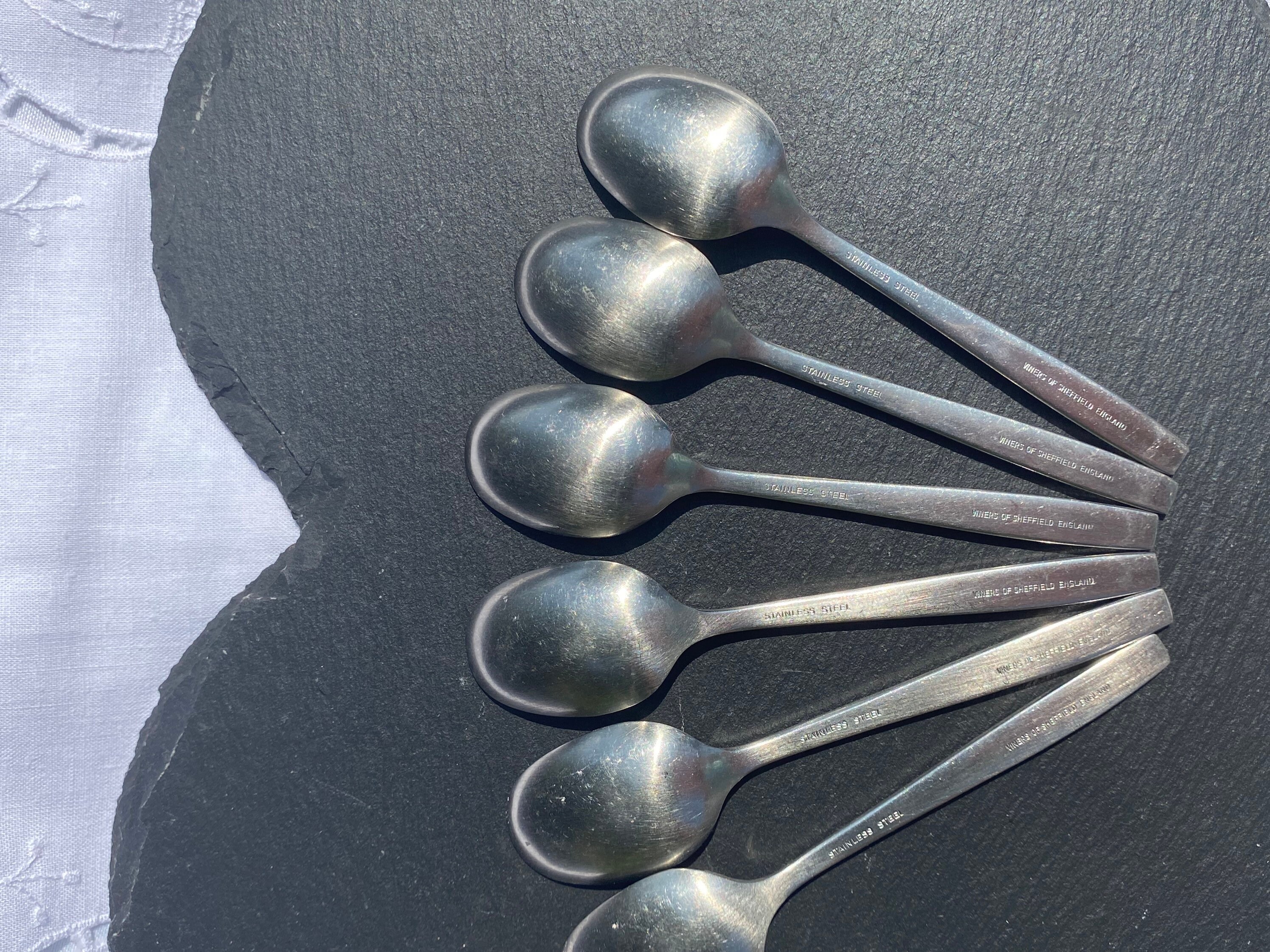 VINTAGE tea spoons by Viners. Chelsea steel. Made in Etsy
