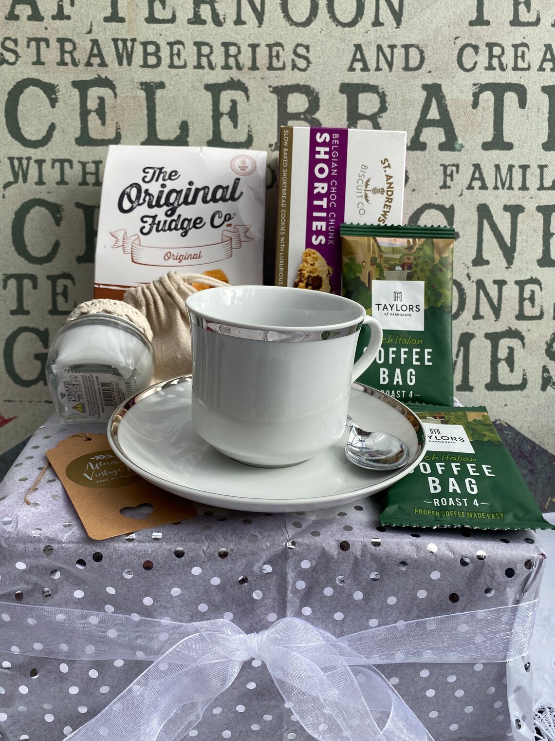 AFTERNOON vintage tea treat/ gift box with a crisp white and Etsy