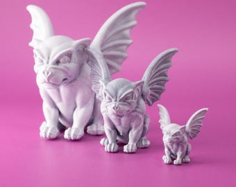 Detailed Gargoyle Statues Miniature, Gothic Decor, Halloween Decor, Diorama Prop, Dolls House, Mythical, Stone Gargoyle